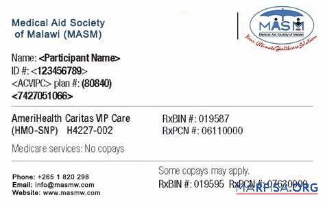 Realistic Malawi health insurance card template